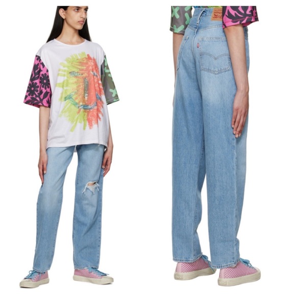 Levi’s ‘94 Baggy Mid Rise Straight Leg Jeans Distressed Medium Blue 25 26 29 30 - Picture 6 of 15